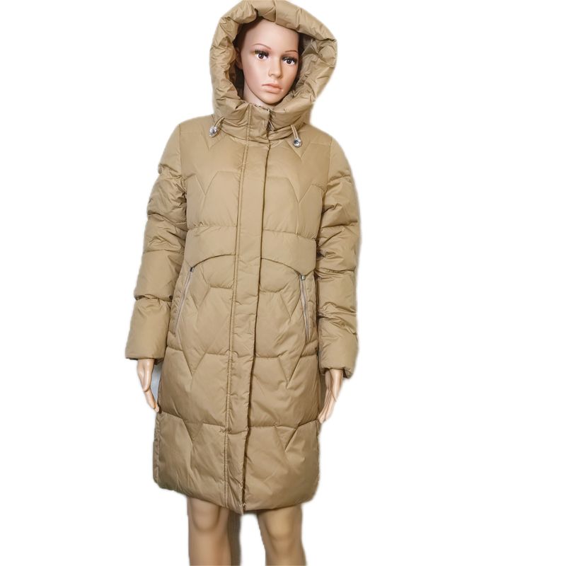 to Russia Hooded down Cotton Mid Length Long Length Cold Protective Clothing Female Pure Color Thickened Cotton Padded Coat Minimalist Fashion Winter