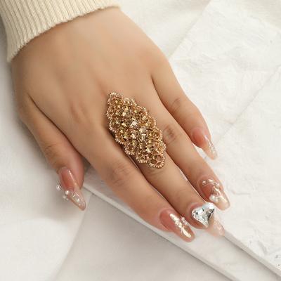 Retro módní prsten Creative Full Diamond Ring Nastavitelný otevírací prsten Módní prsten v bohémském etnickém stylu