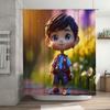 Cute Boy with Backpack Shower Curtain | Kids' Bathroom Decor