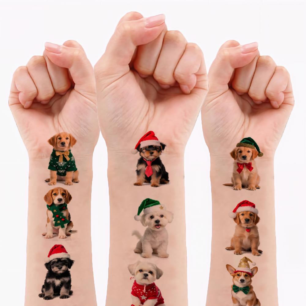 54pcs Temporary Tattoo Dog Stickers Temporary Tattoo Stickers Christmas Stickers Photography For Women