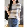 Summer New Round Neck Short-sleeved Sweater Hollow Pullover Fashion Jacquard Top