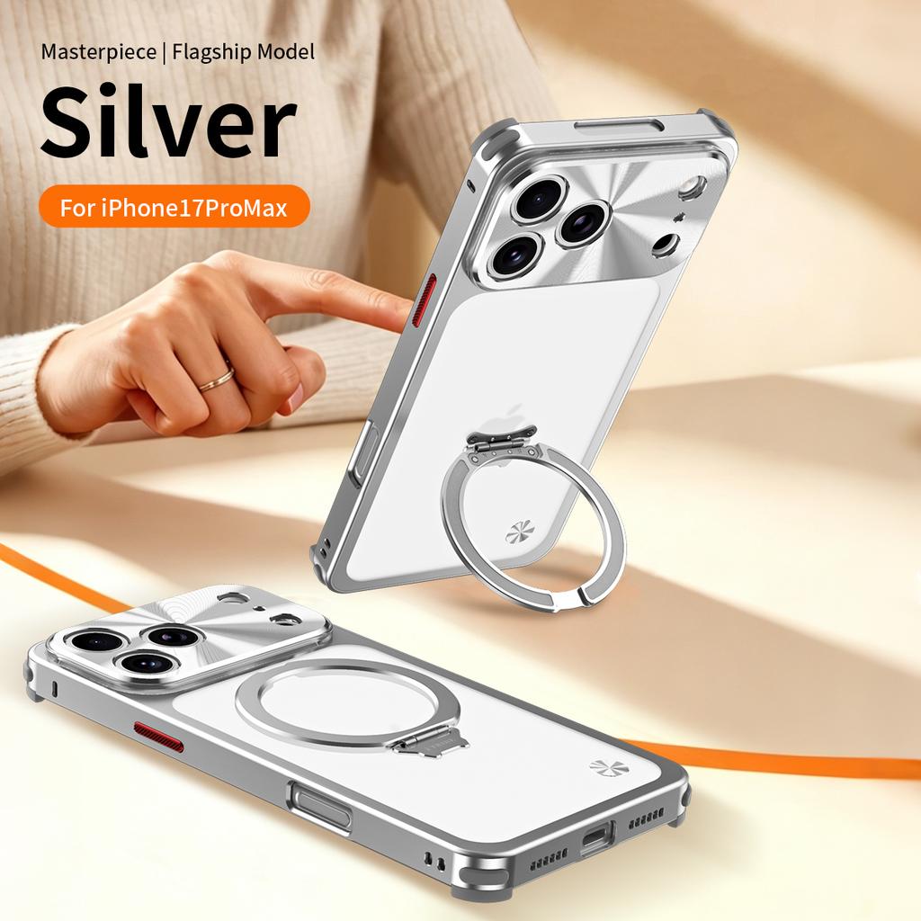 For Iphone 17 Pro Max Phone Case Metal Aluminum Alloy Frame Bracket Shockproof Shock Absorption Magnetic Ultra-thin Shell.