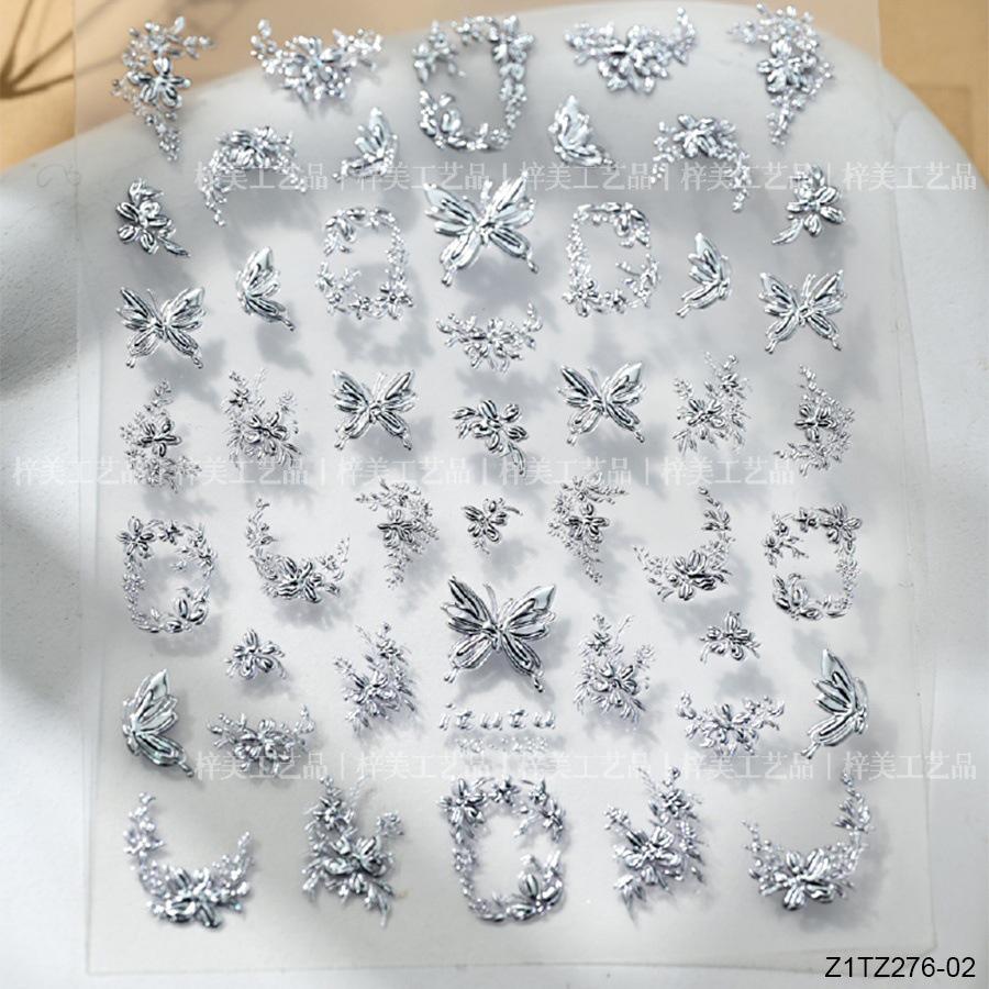 

Наклейки для ногтей 3D с тиснением Розовое золото, бабочки и цветы 2025 - Новый дизайн Цветочная лоза