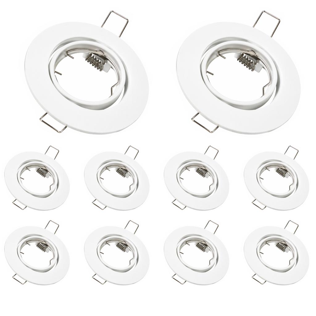 1/10PCS GU10 Round Recessed Spotlights White Downlight Light Mounting Frame with Lamp Holder for MR16 Ceiling Lights Spotlight