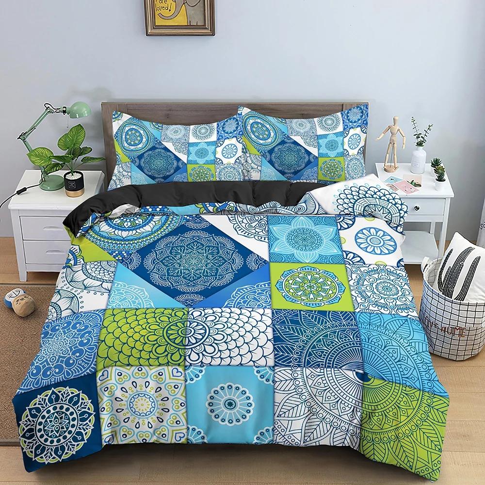 Mandala Duvet Cover Set Bohemian Bedding Set Soft Comforter Cover With 12pcs Pillow Shams Quilt Cover Bedroom King Queen Sizes