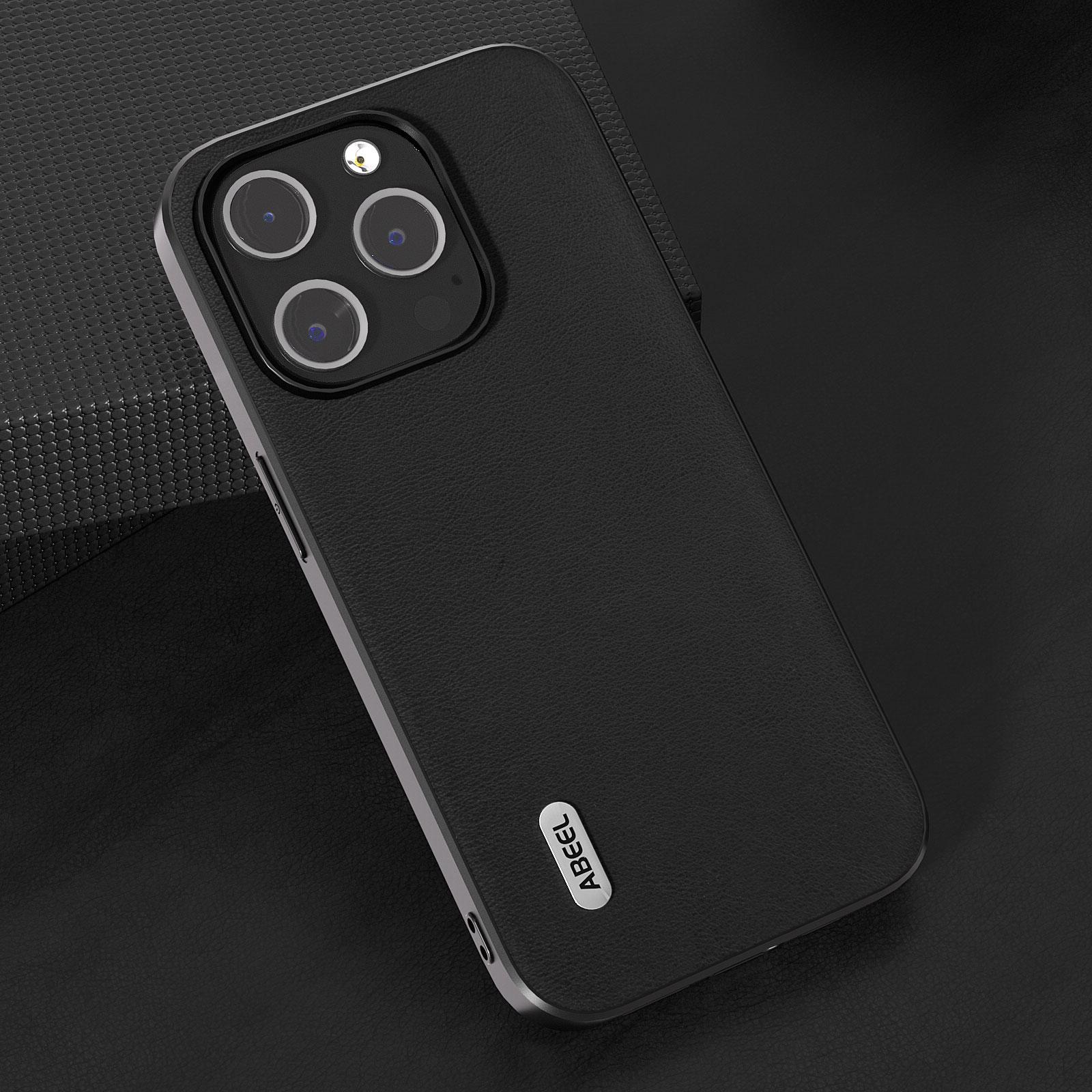 

ABEEL Protective Case for iPhone 13 Pro Max 6.7 inch Textured PU Leather+Soft TPU Phone Cover Black