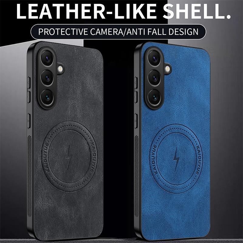 Shell Shockproof Leather Phone Soft Bumper Case For Samsung S25 Edge Magnetic For Magsafe Protective Back Cover For Galaxy A06 A56 A36 A54 Shell