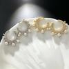 Elegant Crescent Moon and Pearl Diamond Stud Earrings for Women