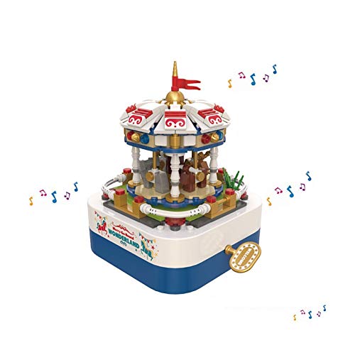 ROBOT PLAZA Building Blocks Toy, Music Box, Educational Toy for Boys and Girls, Merry-Go-Round, Birthday Gift (Merry-Go-Round)