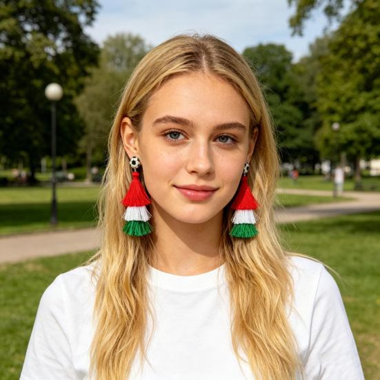 1 Pair Drop Earrings Sports-Themed Baseball Football Basketball Style Lightweight Soft Layered Tassels Red White Green Earrings Cheer Accessories