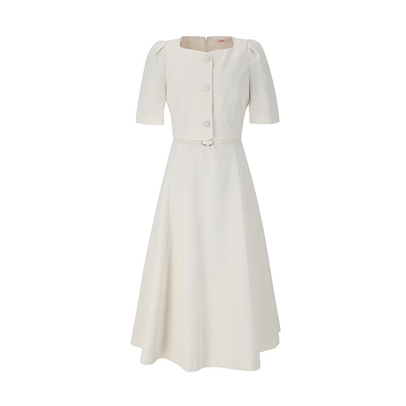 SOUP Square Neck Belted Two-In-One Dress (Sz4Opm2)