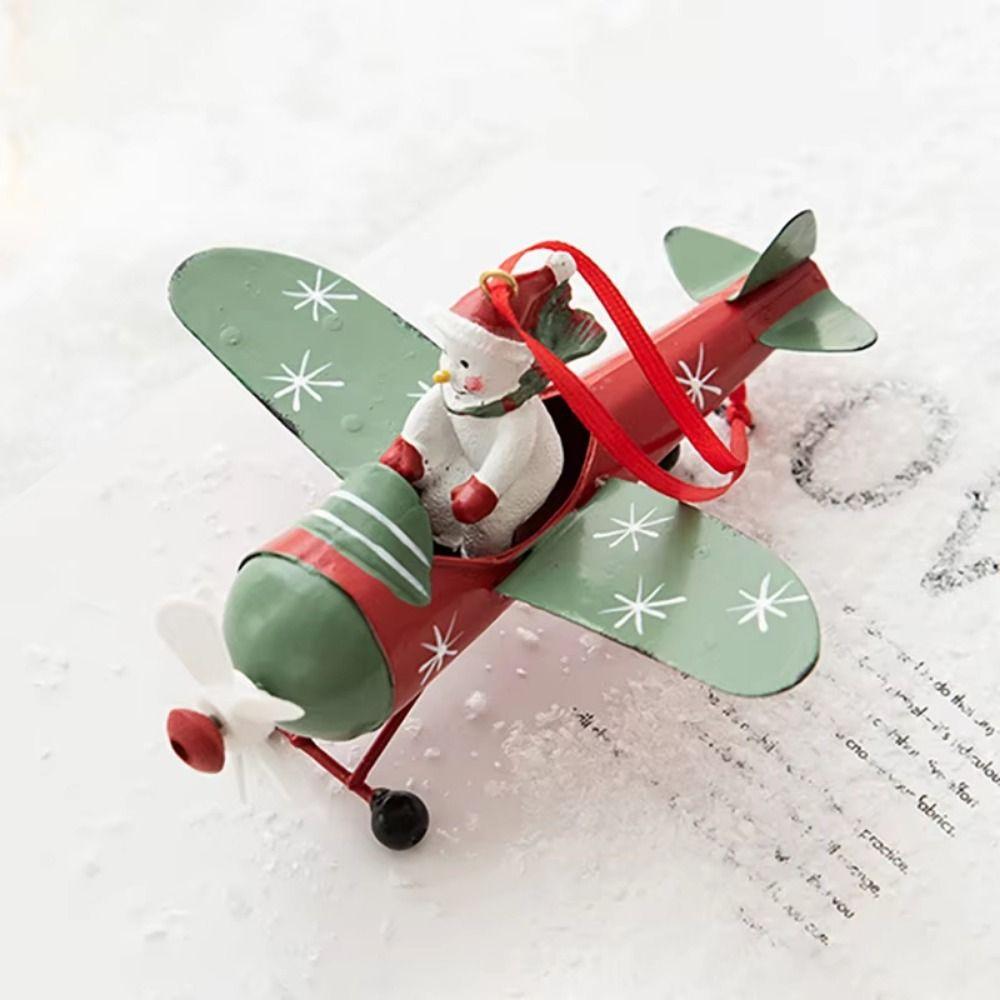 Hot Air Balloon Christmas  Airplane Pendant Iron Snowman Hanging Ornaments  Holiday