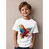 Children Crew Neck Short Sleeve T-Shirt with Watercolor Parrot Print