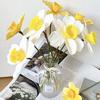 Yousheng Konstgjorda Påskliljor 15 Tum Långa Falska Silkesnarcisser Blomma Gul Vit Falsk Blombukett för Blomsterarrangemang Vår Hem