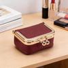 PU-Leder Kiss Lock Münzbörse Unifarbene Multifunktionale Mini Kleine Gegenstandstasche Schmucktasche Quadratisch Schlüssel Lippenstifte Ohrringe