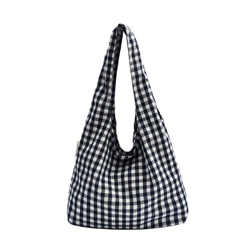 

Canvas Plaid Fashionable Tote Bag Personalized Design Versatile Commuting Women s Shoulder Bag