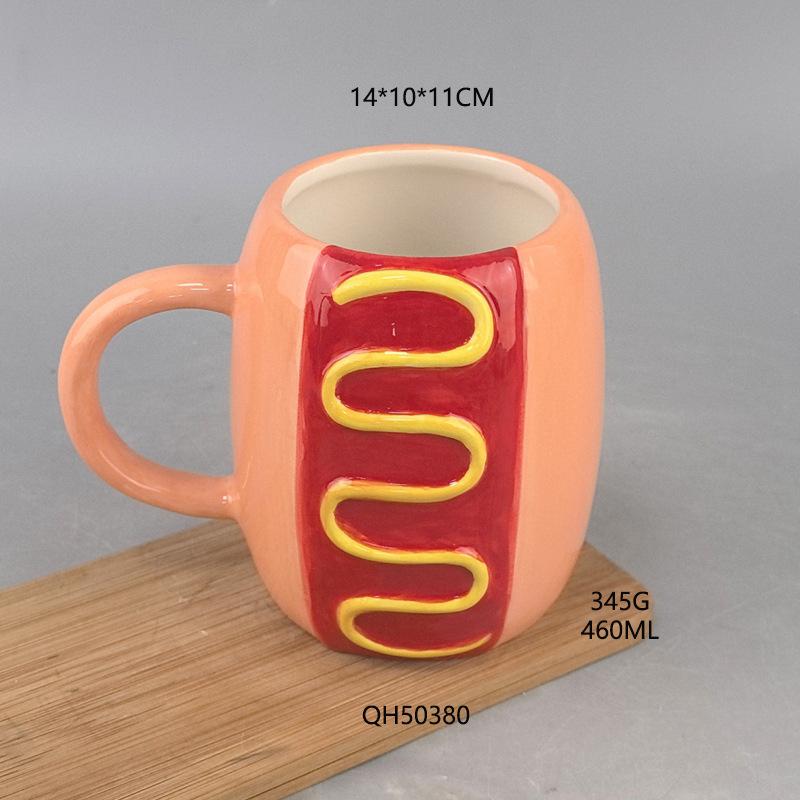 

Ceramic cone cartoon ice cream cup ceramic water cup small fresh mug ice cream cup milk cup 501-600ml