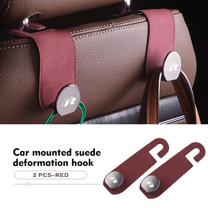 Car Seat Back Deformation Hook Suede Alloy Auto Headrest Hanger For Volkswagen VW Golf Polo 4 5 6 Passat B5 B6 B7 CC Jetta ws9