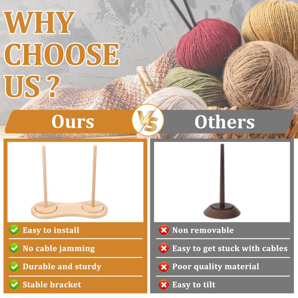 Doppelter Holz-Garnhalter Drehbarer Holz-Garnknäuel-Spinner Drehbarer Garnknäuel-Ständer Stabiler Garnhalter Spender Häkeln
