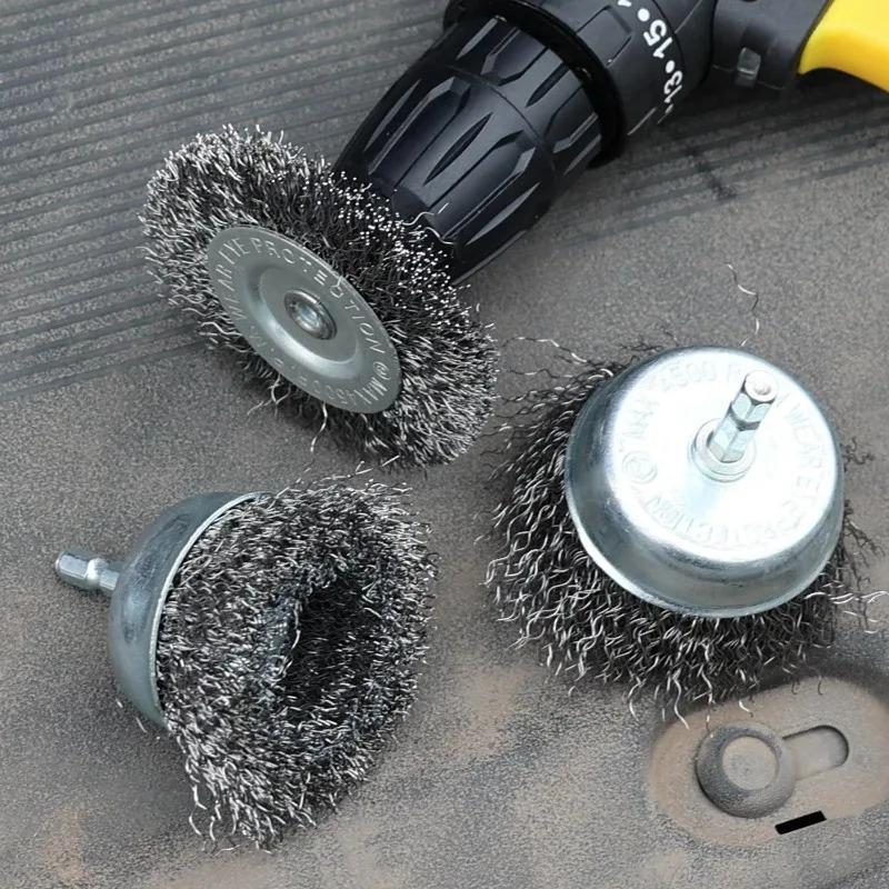 10 Sizes Wire Wheel Brush Drill Attachment Cleaning Polishing Metal Rust Removal Brushes Rotary Cleaning Accessories Tools