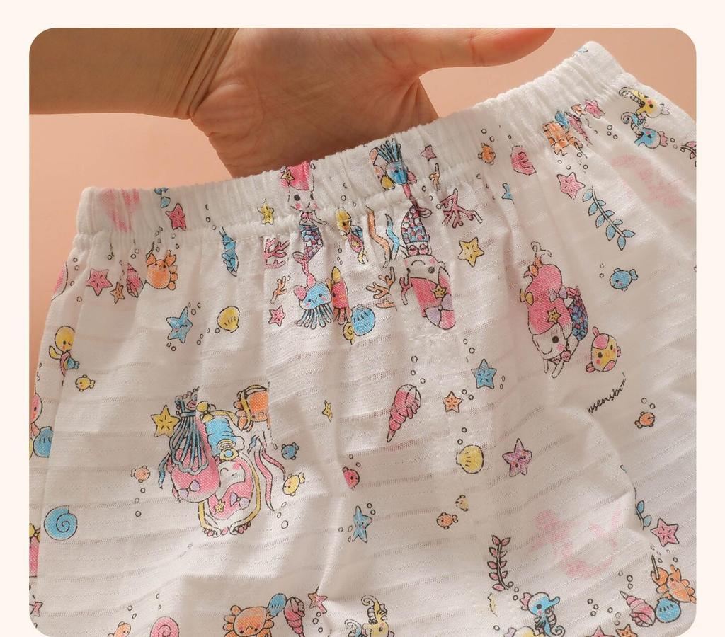 Girls' Japanese Style Breathable Cotton Three-Quarter Summer Home Shorts
