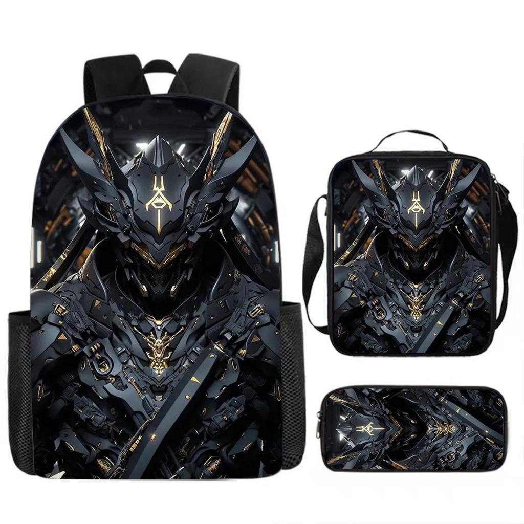 Conjunto de Mochila Escolar Mecânica Infantil - Mochila Escolar de Grande Capacidade com Bolsa de Ombro e Estojo para Estudantes