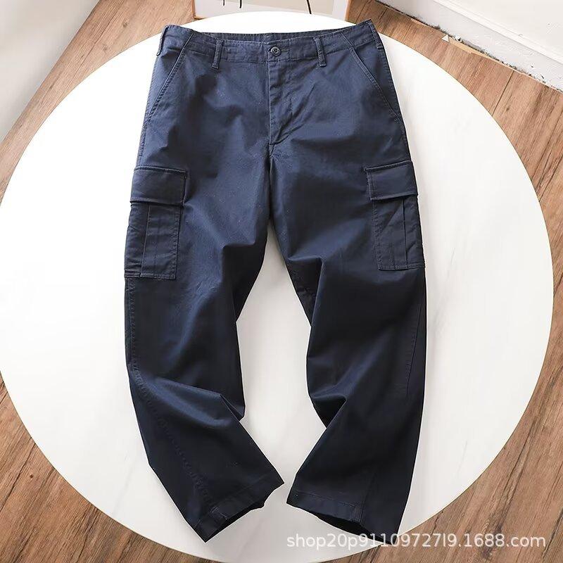 Kombinezon Luźne Proste Spodnie Skóra Krewetkowa Nowe Wszechstronne Spodnie Casual z Wieloma Kieszeniami