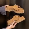 Fashion Fashion Baotou Slippers Autumn New Round Toe Deep Mouth Bow Suede Soft Sole Non-slip Pumps