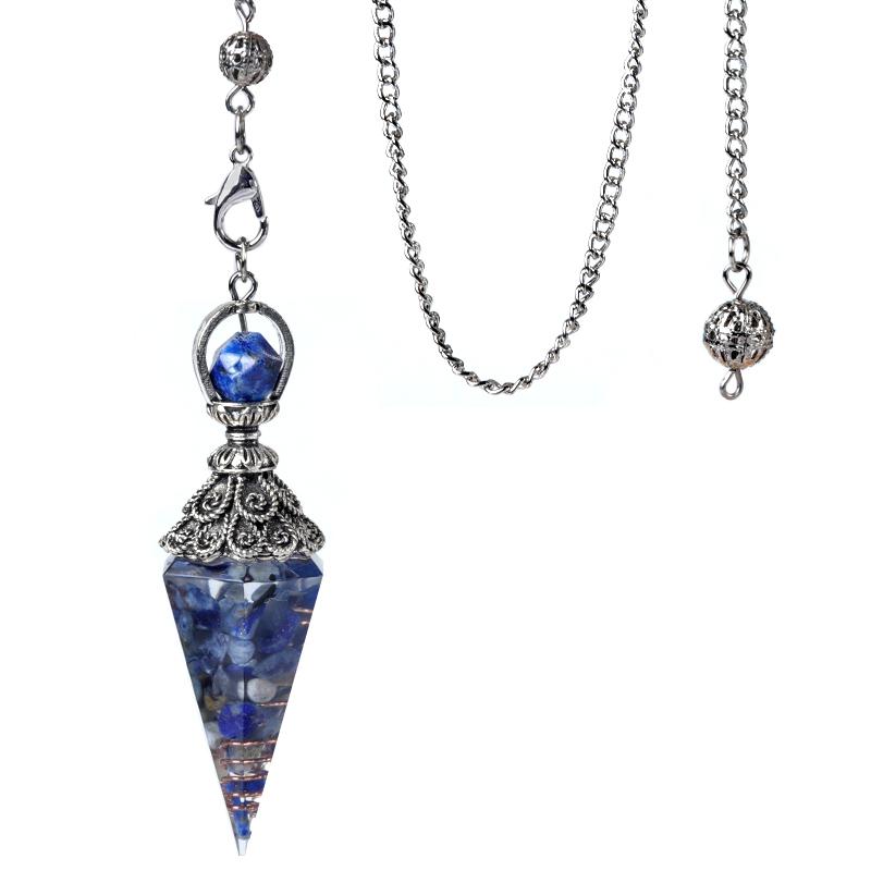 Natural Stone Spirit Pendulum Pendant Latticed Chain Energy Luck Mysterious Reiki Resin For Jewelry Making Accessories Necklaces