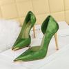 Style Women's Shoes 11cm High Heels Thin Heel Shallow Mouth Side Hollow Satin Metal Pointed Single Shoes DS-8626-1