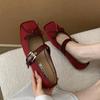 Fashion Sweet Butterfly-knot Mary Jane Shoe Women Retro Square Toe Shallow Ballet Flats Comfort Soft Sole Designer Shoe