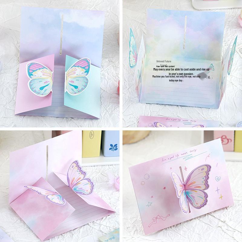 3D-Schmetterlings-Valentinstags-Grußkarte für Paare - Hochwertige faltbare Segenskarten