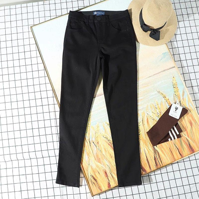 

Fashion Stretch Denim Pencil Pants Women s Autumn Export European and American Single New Arrival Silm Slim Looking Washed All-Matching Casual Pants Cotton Black (flawed specials) 10