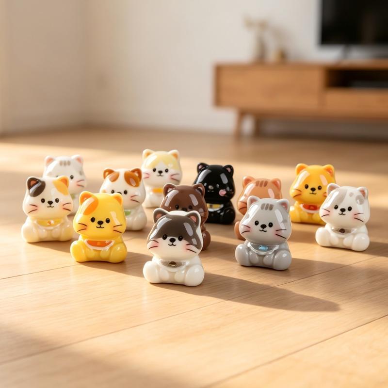 6Pcs Cat Figurine Miniature Diy Decor Lovely Kitten Ornament Home Desk Car Dashboard Micro Landscape Mini Crafts Decoration