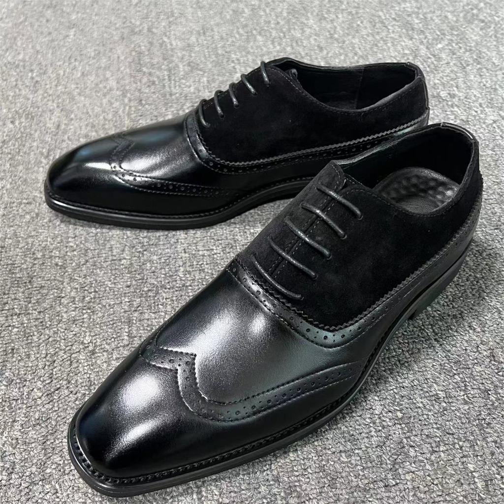 Fashion New Men Oxfords Shoes Brown Black Round Toe Lace-up Business Handmade Dress Shoes  Size 38-46