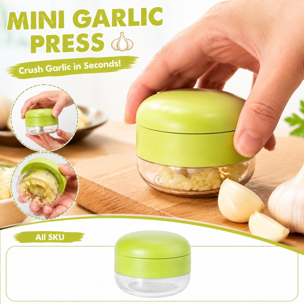 Stainless Steel Multifunctional Manual Garlic Press Mini Handheld Garlic Chopper Household Kitchen Tool for Garlic Paste Crushing