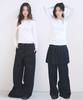 OAFISH Button Waist Wide Pants & Skirt, Black