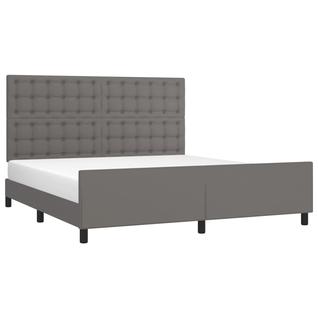 Bed Frame with Headboard Grey 160 x 200 cm Faux Leather