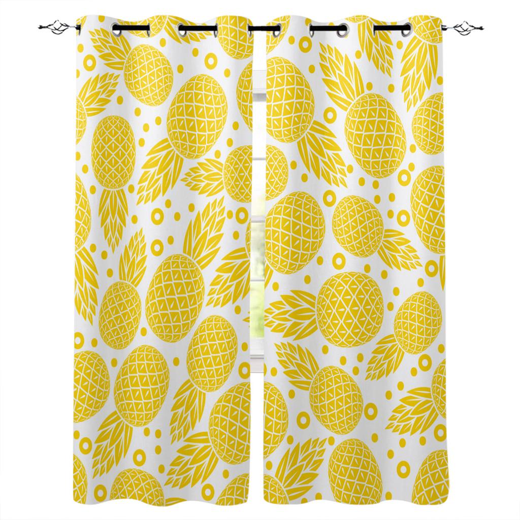 Yellow Fallen Leaves And Fruits Home Decor Window Curtains Bedroom Kitchen Curtain Panel Curtains for Living Room