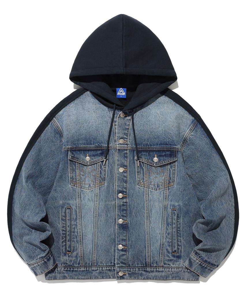 Istkunst Denim Mix Sweat Hooded Jacket_Blue(Ik2Esmd110A)