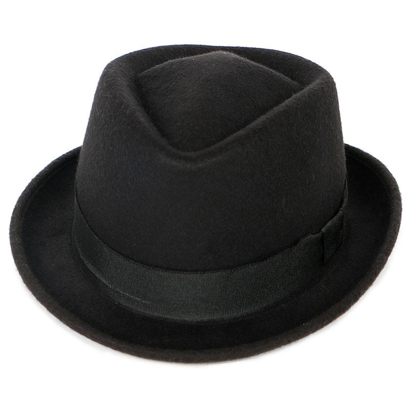 Klassieke Fedorahats Herenmode Herfst Effen Winter Korte Mouw Fedora Jazz Top Hoeden Dames Zwart Gentleman Viltmuts About 56-58cm black