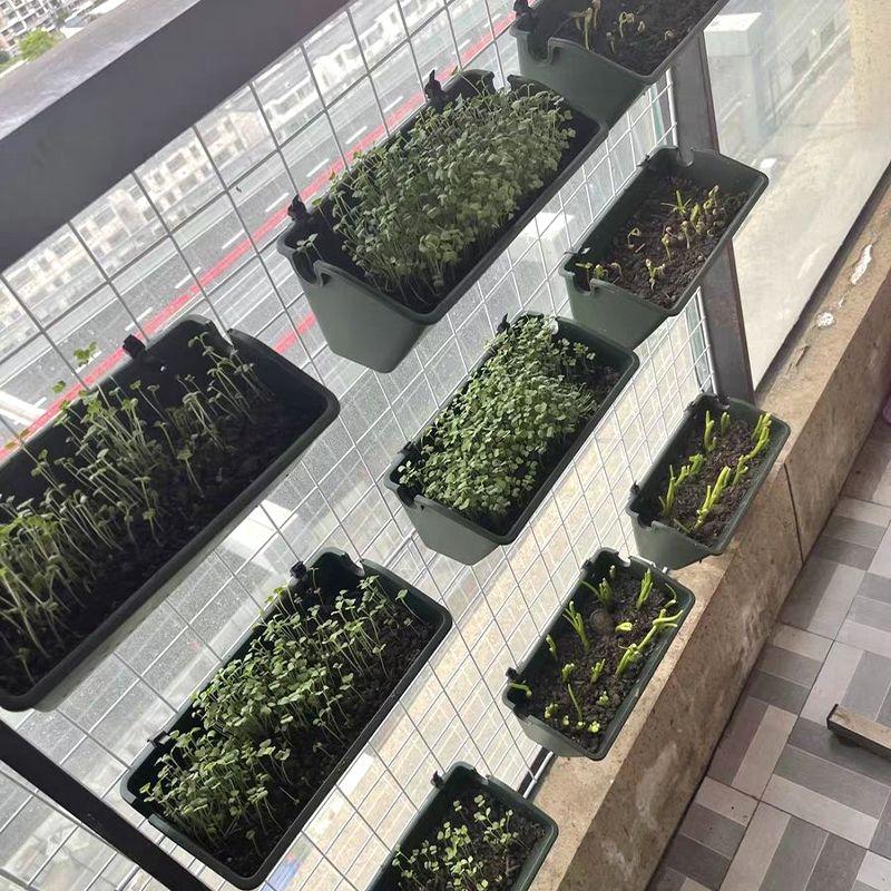 Wall-Mounted Flower Pot Plastic Hanging Plant Container Green Flower Pot Wall Hanging Basket Flower Vegetable Growing Container