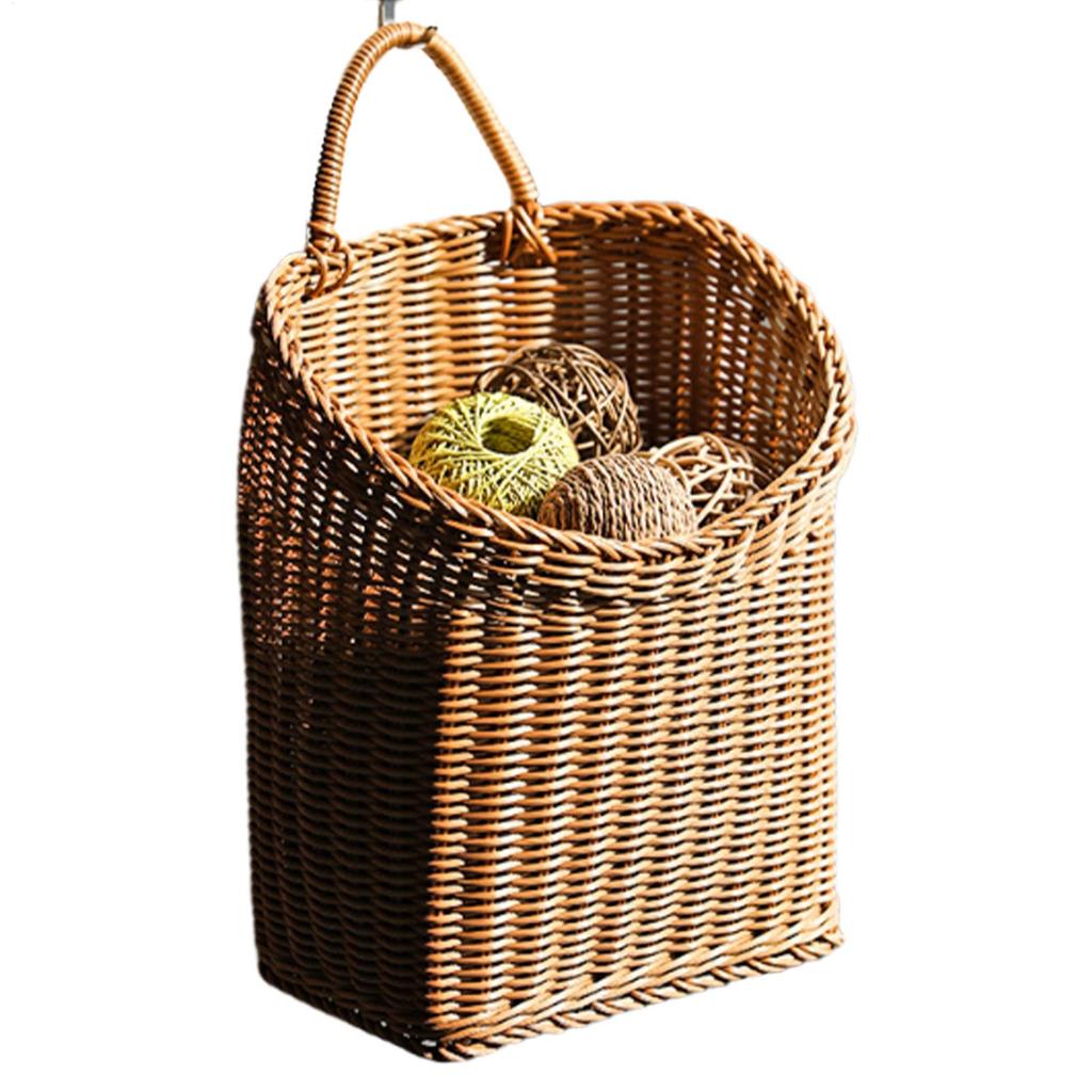 Wall Basket Fruit Bread Storage Ornament Woven Artificial Rattan Decorative Wall Baskets For Indoor Outdoor Kitchen Nursery