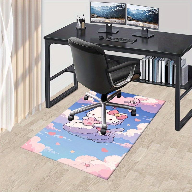 1pc Hello Kitty Office Carpet Under Chair Mat Gift Universal Cute Cartoon Kawaii Decorative Rug for Room Bedroom Living Room Sofa Floor Deco 60cm by 90cm