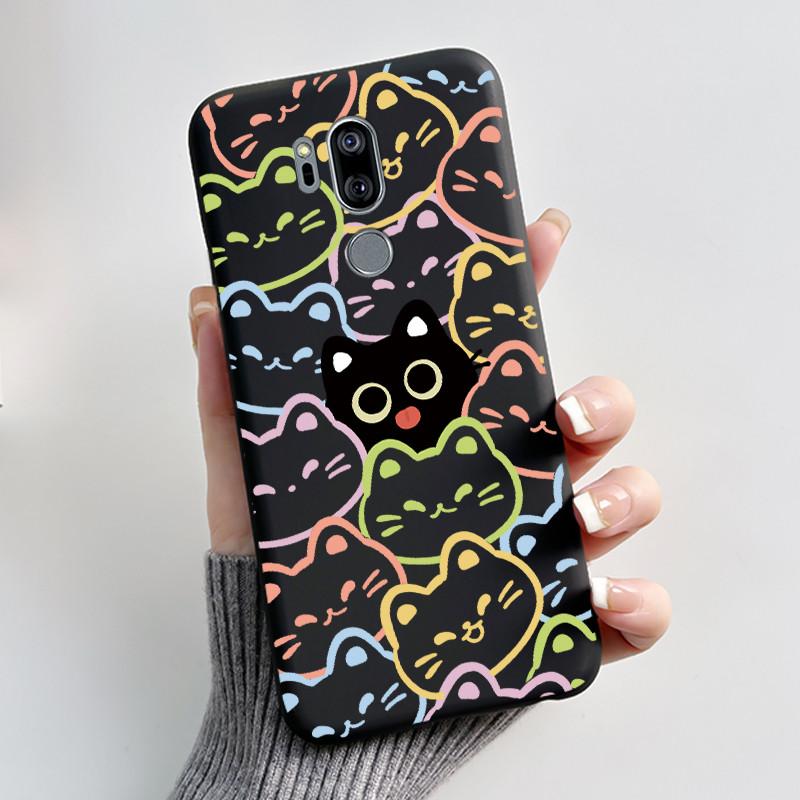 Case For LG G7 ThinQ Casing G710EM Cute Love Rabbit Funny Cartoon Ultra Slim TPU Black Silicone Soft Case LG G7 Plus Phone Cover