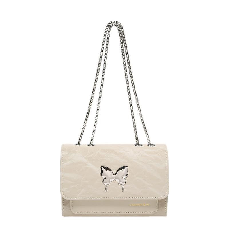 Bow handbag women's new messenger small square bag gift for girlfriend urban simple commuter shoulder bag