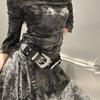 Vintage Women's Rivet Belt Y2k Dress Jeans Belt Niche Leather Waist Belt  Spicy Girls