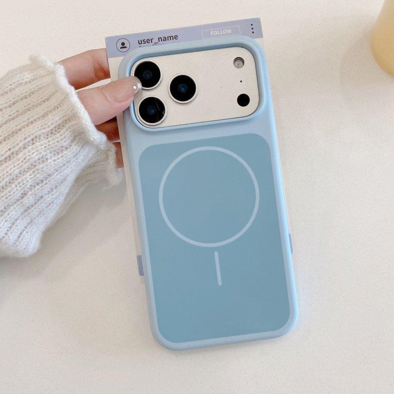 Dual-Color Liquid Silicone Magnetic Ring Case for iPhone 17 Pro Max - Skin-Feel Finish