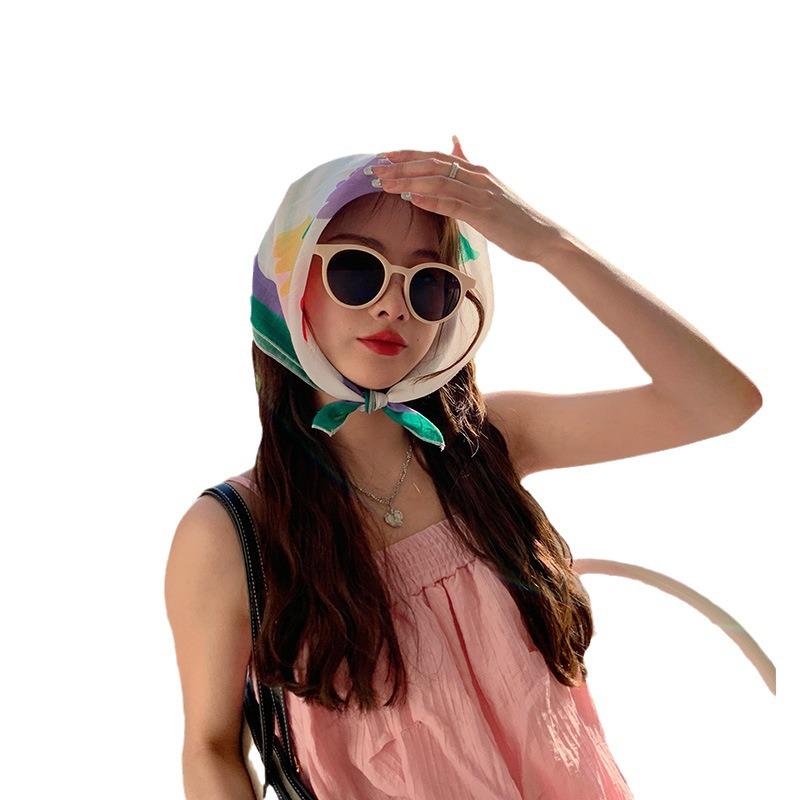 Women's Summer Floral Cotton & Linen Scarf - Breathable Fashion Headband & Neckerchief