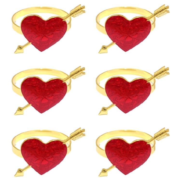 

6PCS Elegant Heart Napkin Holders Heart Napkin Rings with Arrows For Weddings Anniversaries And Parties 1